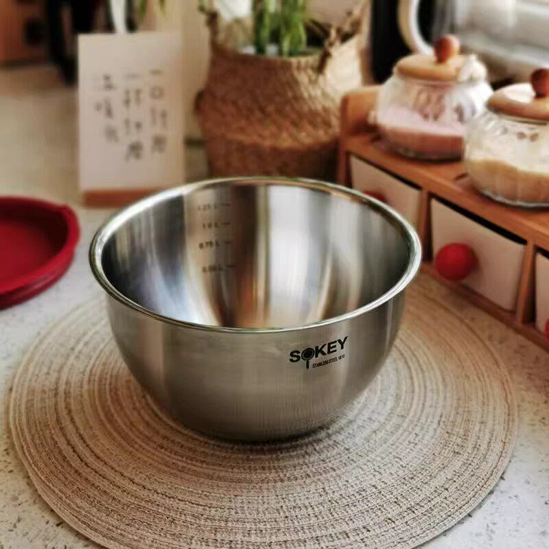 加厚18/10不锈钢搅拌盆沙拉碗料理洗菜盆打蛋盆烘焙碗16 20 24cm