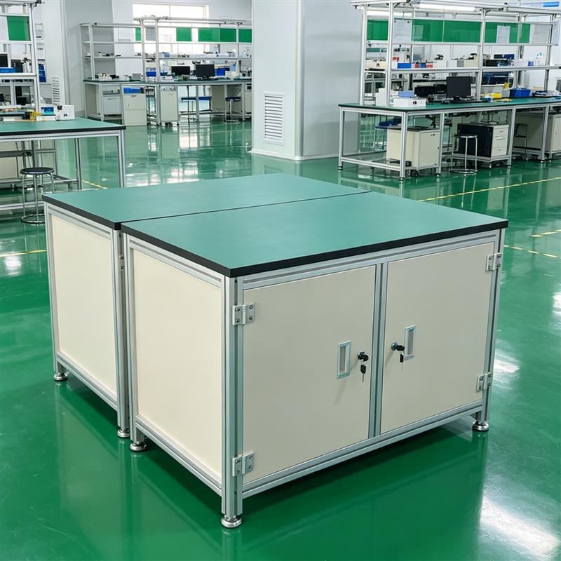 铝合金型材防静电工作台实验室流水线移动工装柜车操作检验打包桌图片