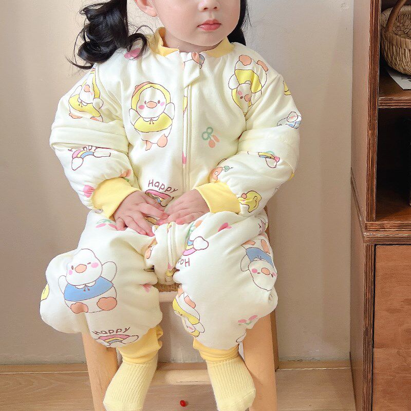 断码清仓~婴儿睡袋秋冬款宝宝保暖防踢被加厚夹棉女童儿童睡衣