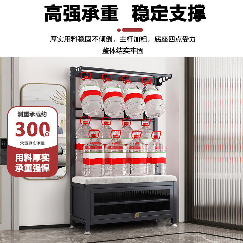 入户门口换鞋凳挂衣架一体玄关衣帽架不锈钢多功能置衣架可坐鞋柜