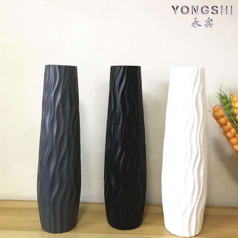 高花瓶插花长枝龙柳专用水培特大号彷陶瓷塑料摆件水养客厅长型
