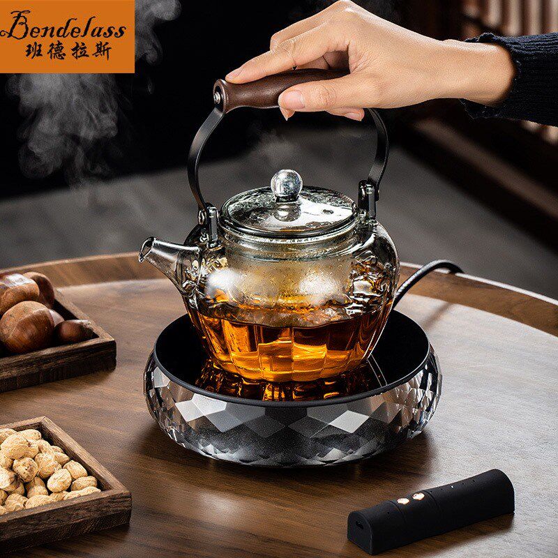 高端水晶电陶炉玻璃煮茶壶烧水壶泡茶专用养生壶煮茶器家用蒸茶壶