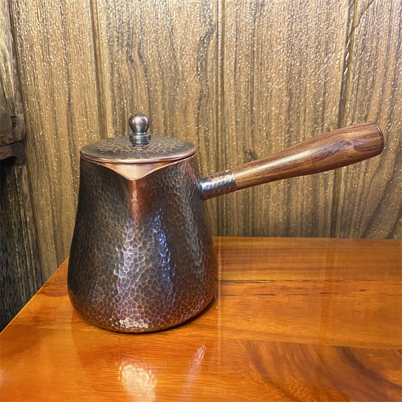 网红复古加厚纯紫铜手工公道杯分茶器侧把壶大号铜煮罐罐茶水罐壶