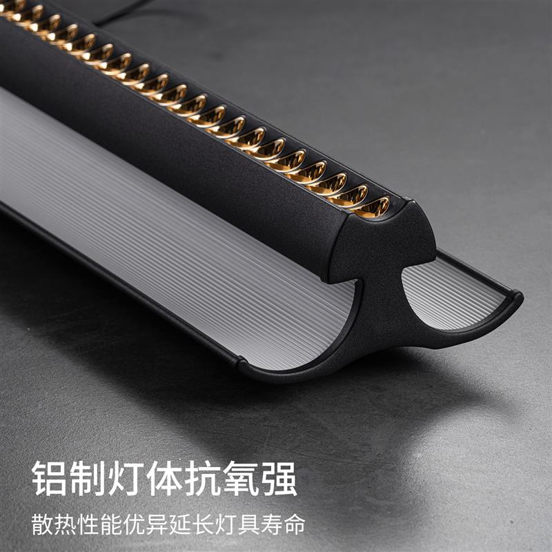 饭厅吊灯意式极简吧台茶室岛台吊灯一字长条手扫格栅护眼饭厅吊灯