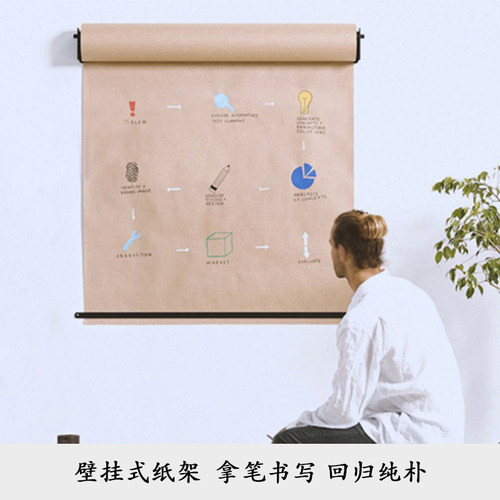 儿童涂鸦画架纸墙面画板手绘牛皮纸墙上壁挂画架卷轴留言板工作室