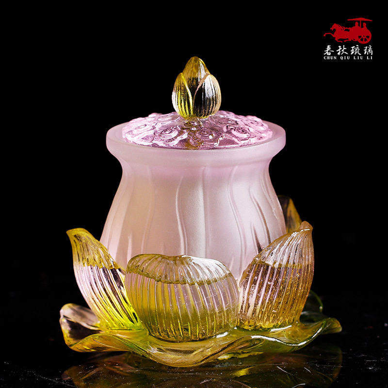 琉璃莲花供具花瓶供盘净水杯佛具套装佛具家居供奉佛堂用品摆件