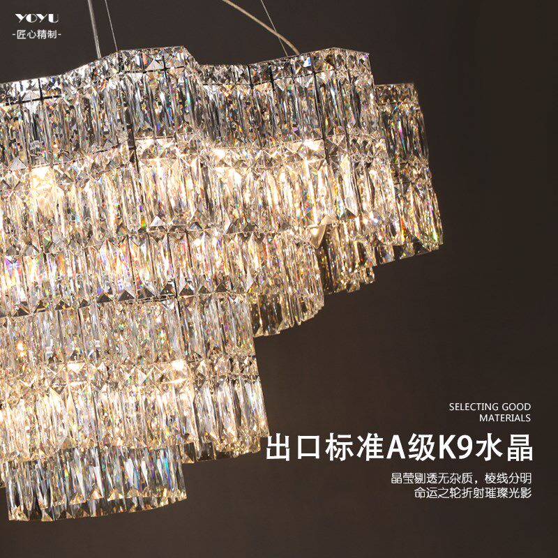 命运齿轮现代客厅灯法式轻奢双层水晶大吊灯主灯别墅餐厅餐吊灯具