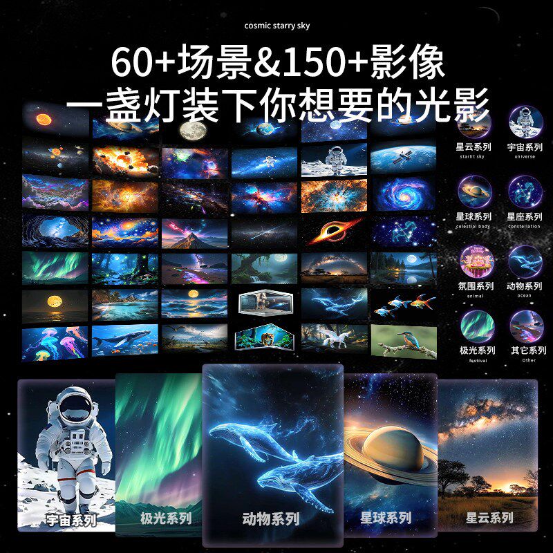 立体全息星空投影灯满天星卧室3d动态床头氛围小夜灯新款客厅睡眠