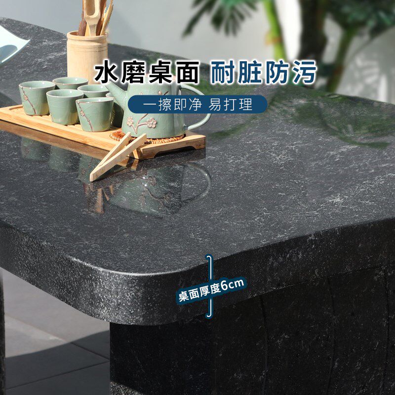 石桌石凳庭院一套户外摆件别墅花园家用天然花岗岩长石桌石头桌