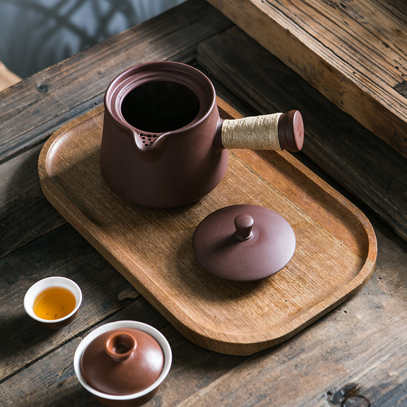 原矿紫泥侧把壶懒人煮茶壶黑白茶电陶炉炭炉煮茶器过滤家用泡茶壶