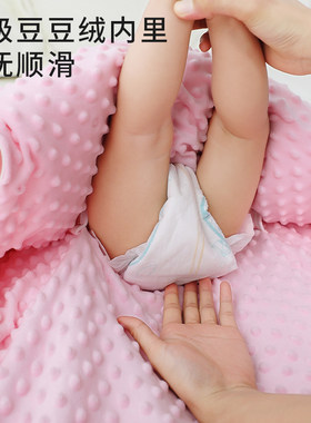 睡袋婴儿秋冬款新初生幼儿防惊跳豆豆绒宝宝连脚抱被两用防踢被子