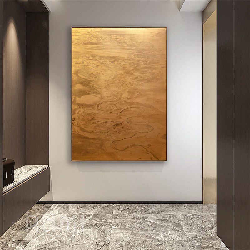 新中式高端玄关装饰画沙发背景墙客厅挂画饭厅铜版画 定制铜板画