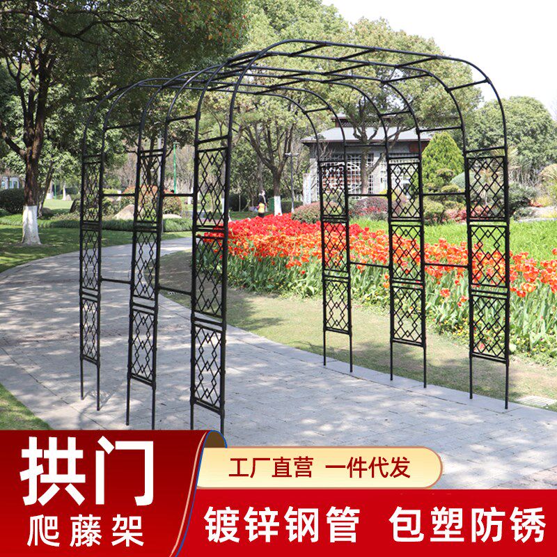 2025新款花园屏风拱门型爬藤室外铁艺花架藤月藤本植物攀爬架优选