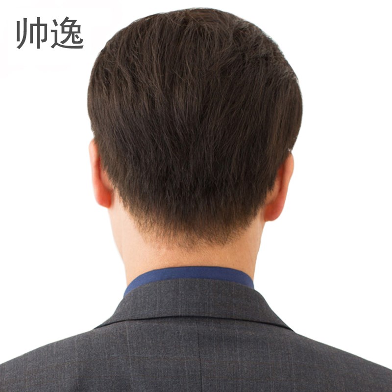 中老年假发 男 逼真中年男士真发假发短发真人发丝假发头套 jiafa