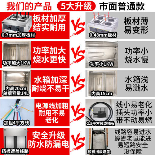 煮面炉商用电热汤面炉四头六头14CM直身关东煮麻辣烫锅立式煮面机