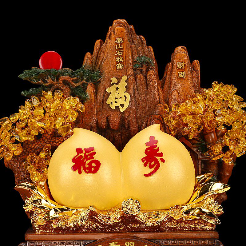 福寿双全寿桃摆件送爷爷奶奶70 80老人生日礼物长辈祝寿大寿礼品
