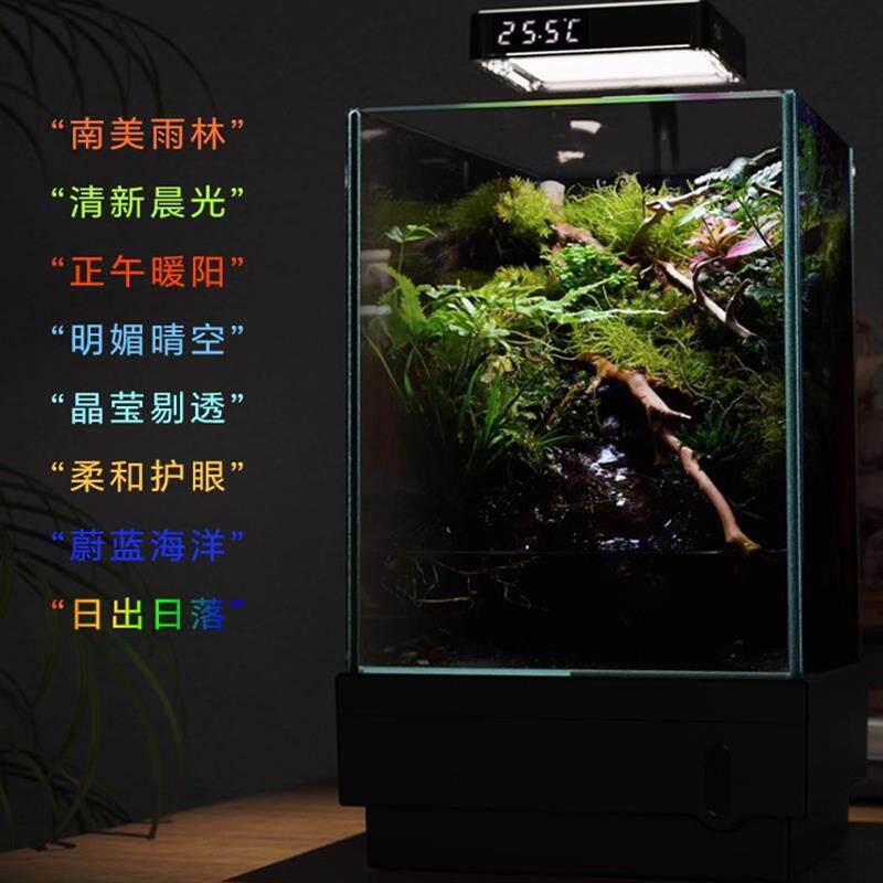 Mowo新二代摩屋专业斗鱼缸玻璃缸底过滤加热一体灯光桌面生态鱼缸