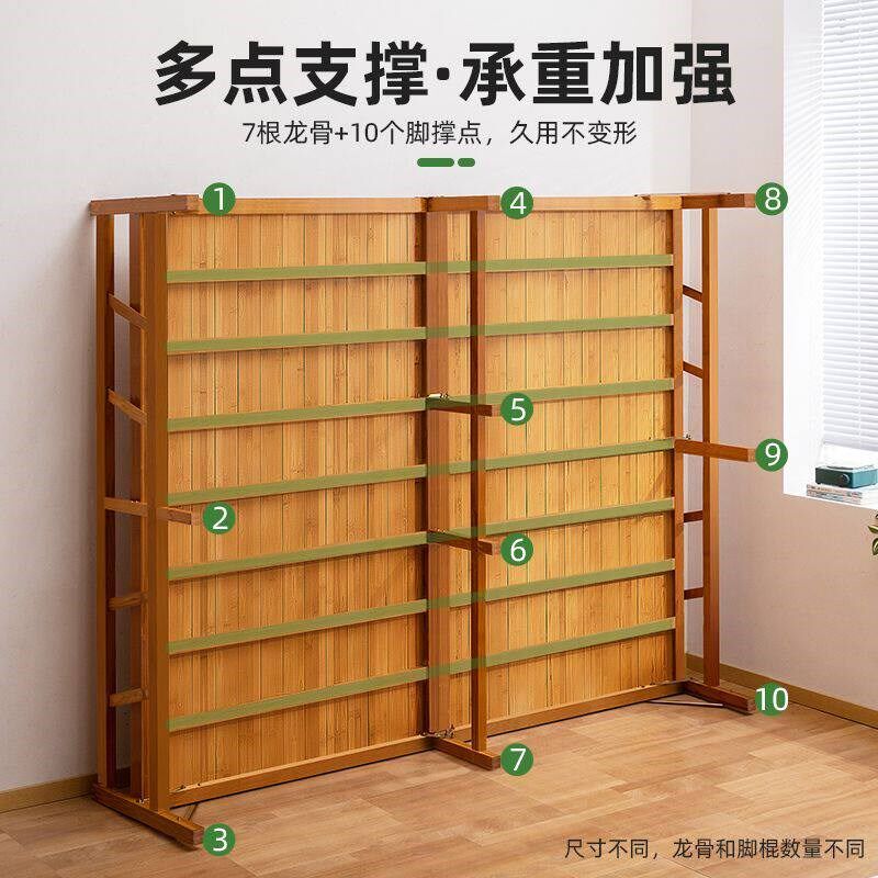 竹子凉床可折叠坐睡两用硬板竹床折叠床出租房沙发单人床午睡午休