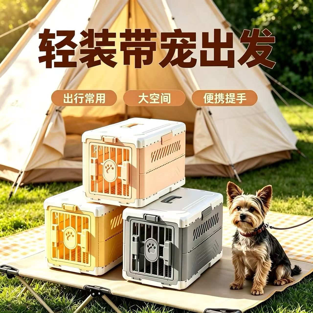 折叠式宠物外出航空箱大空间手提航空箱