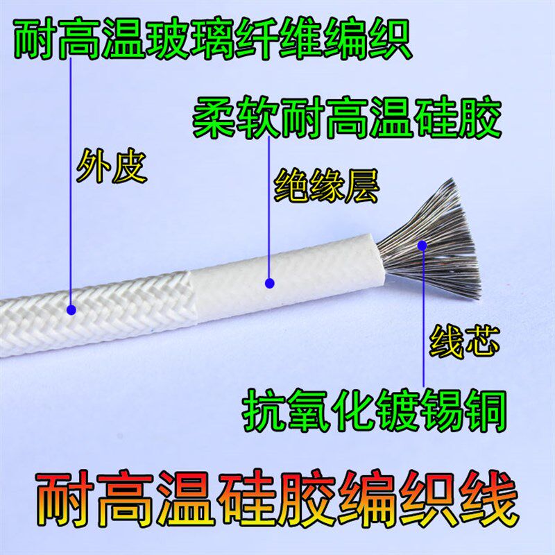 硅胶编织高温线0.5 0.75 1 1.5 2.5 4 6 10平方耐高温电线耐热线