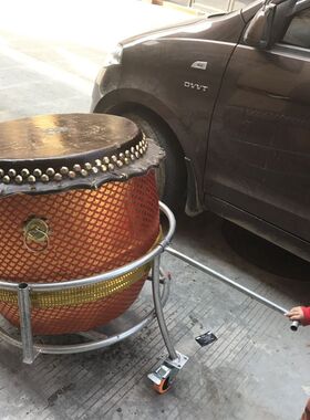 舞狮醒狮鼓架鼓车不锈钢18寸圆形方形锣鼓一体架锣鼓车文艺表演鼓