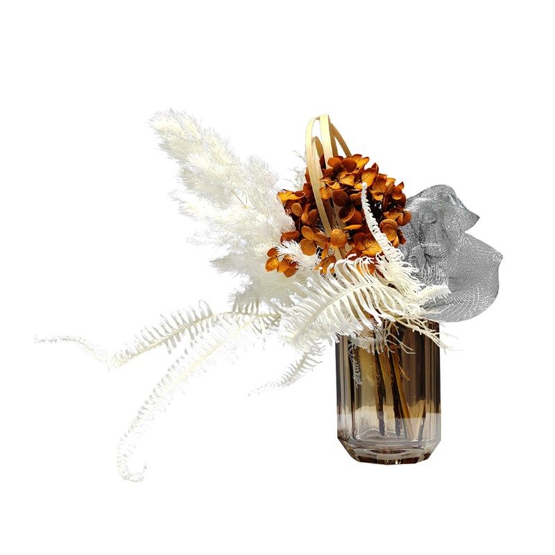 现代轻奢创意玻璃花器摆件家居样板房软装饰品插花艺套装桌面花瓶