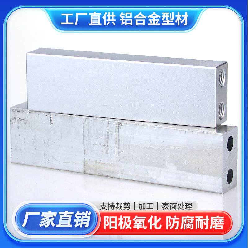 铝合金型材气排水排加工外方内圆双排钻孔两通道铝条加厚铝棒铝块