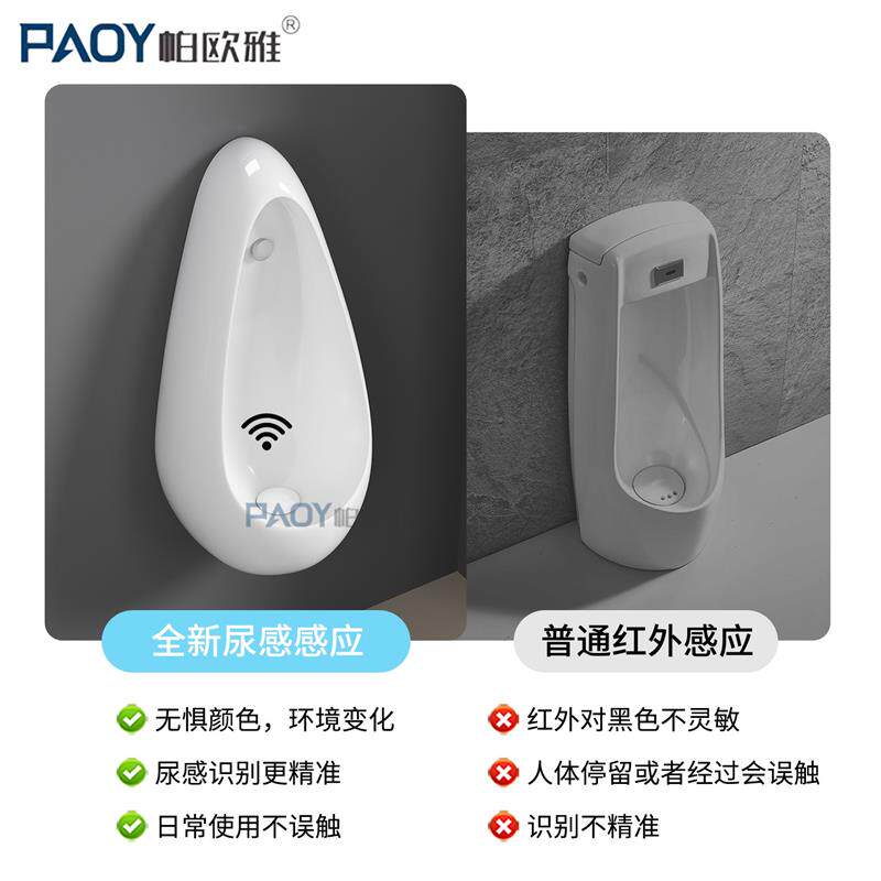 小户型小便斗尿液感应小便器超薄陶瓷小便池挂墙自动感应尿斗家用