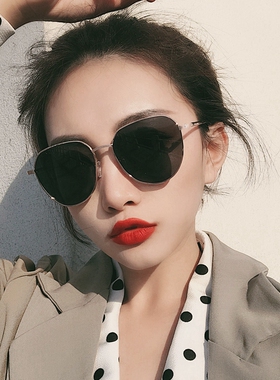 韩国潮网红墨镜女圆脸方圆形偏光太阳镜街拍防紫外线遮阳男士眼镜
