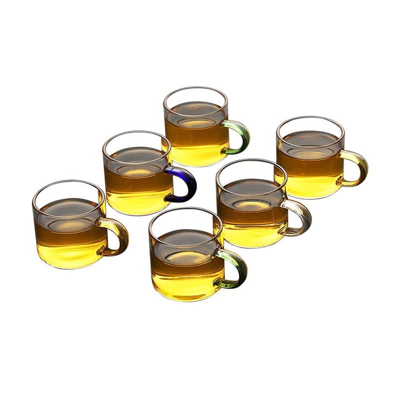 加厚耐热家用品茗杯子小茶杯带把杯功夫茶具喝茶耳杯茶碗玻璃套装