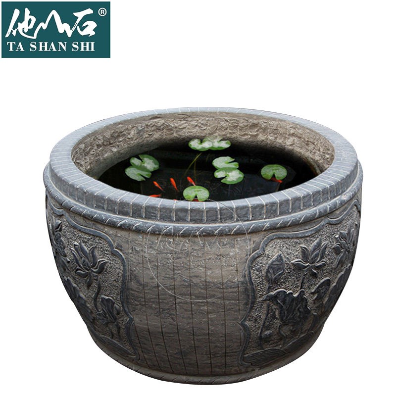 石雕石头花盆做旧鱼缸门海养鱼种花流水圆缸招财大石缸青石定制