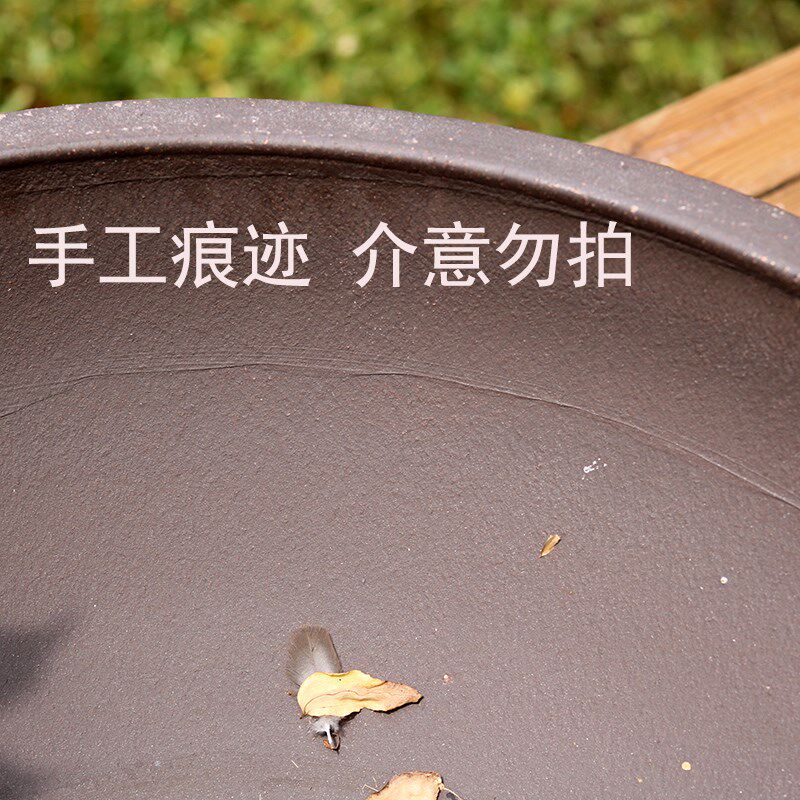 宜兴紫砂大花盆超大口径浅型敞口盆钵荷花睡莲古法养金鱼缸矮圆盆