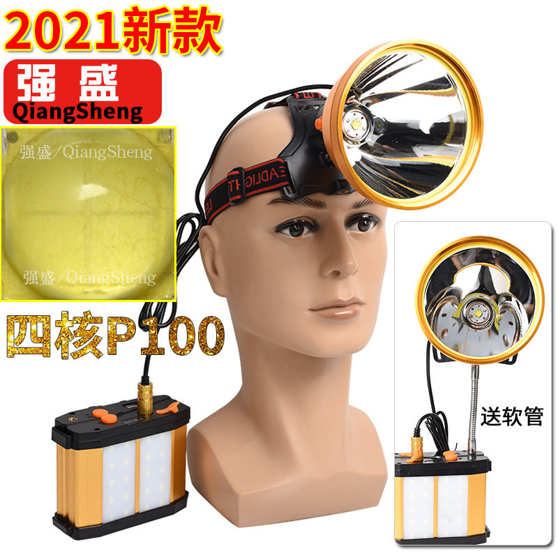 头灯LED强光充电超亮P90超长续航12锂电钓鱼灯头戴式疝气探照矿灯