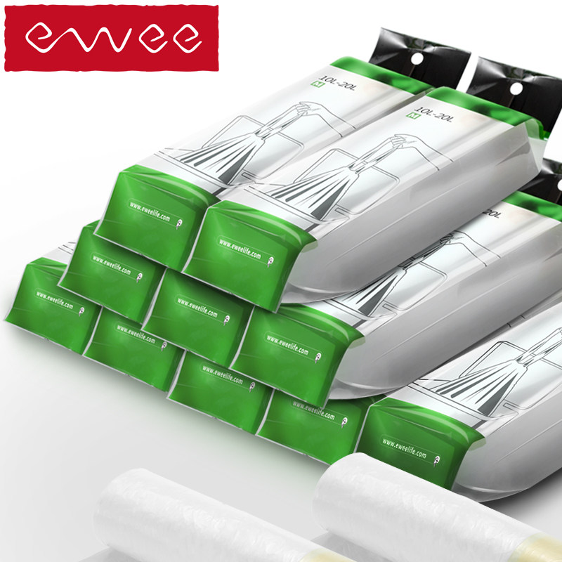 ewee自动收口垃圾袋断点式加厚手提式家用抽绳厨房垃圾袋小号10卷
