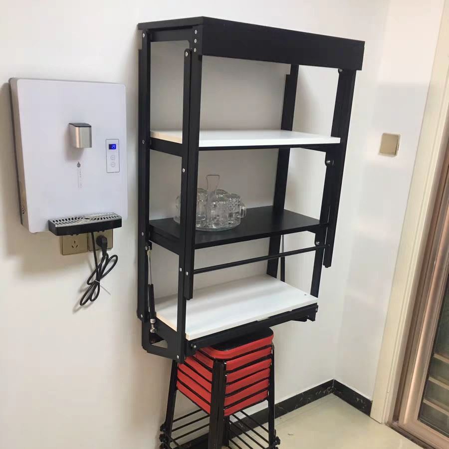 多功能折叠桌靠墙壁挂隐形桌实木小户型伸缩家用置物架可变桌子简