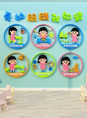 爱眼睛保护视力贴纸眼镜店形象文化墙面装饰宣传画广告海报幼儿园