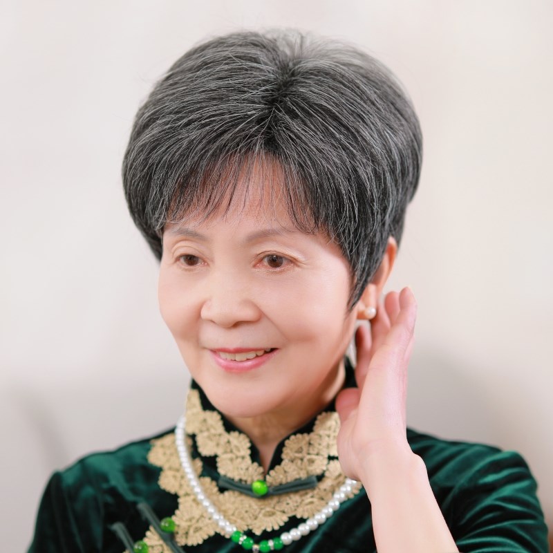 中老年假发女妈妈款短发花白色全头套老人奶奶真头发黑白表演假发