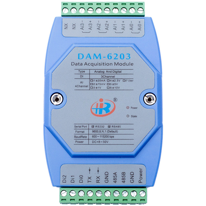 DAM6203混合模拟量开关量输入数据采集模块Modbus电压电流转换器
