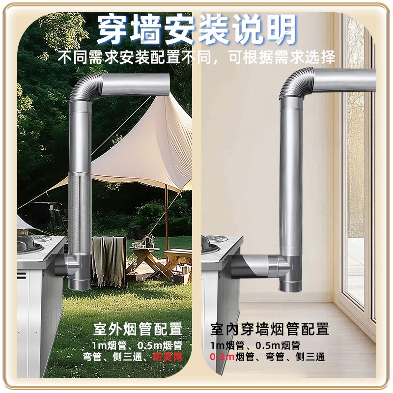 岩板面不锈钢柴火灶家用烧木柴灶炉大锅台农村无烟新款移动土灶台