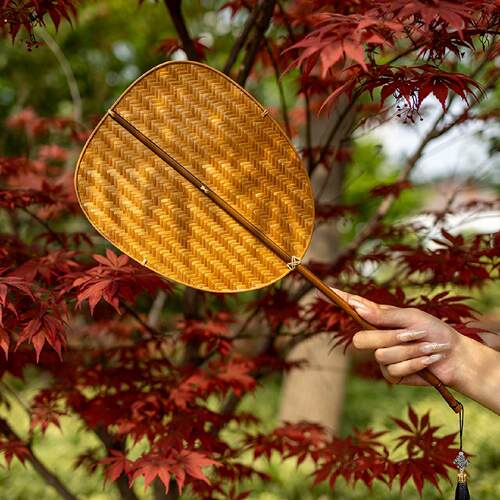 手工竹编扇子国风大漆扇夏天扇凉蒲扇专用舞蹈团扇芭蕉扇纳凉腰扇