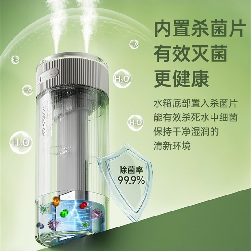 高级车载空气加湿器家用静音卧室可携式杀菌净化器双喷雾香薰气氛