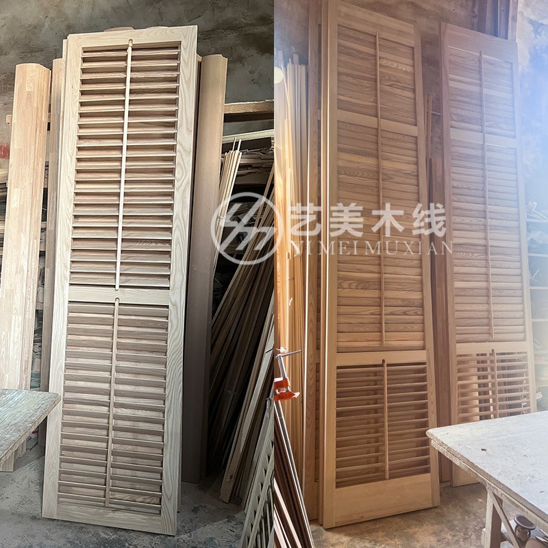 定制实木活动百叶折叠门窗调节百叶隔断屏风可移动格栅衣柜可移动