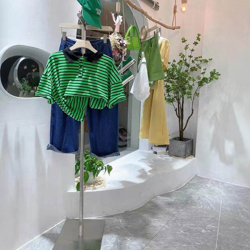 服装店展示架不锈钢正挂落地式石头底座挂架点挂女装店货架陈列架