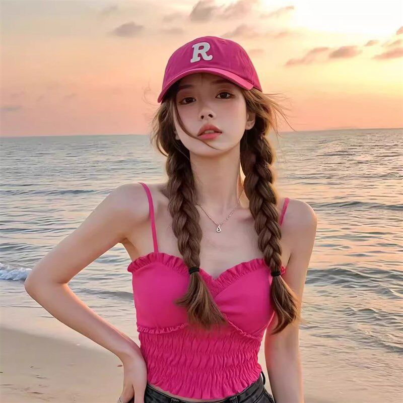 薄款棒球帽子假发一体女长直发麻花辫夏天休闲时尚百搭光头多巴胺