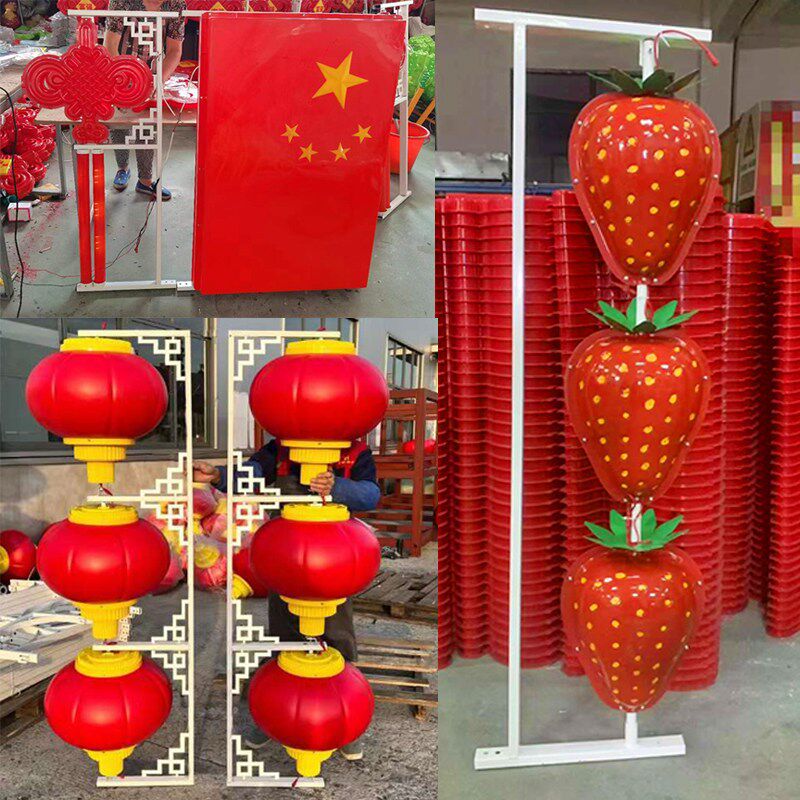 中国结8米太阳能高杆路灯6米带灯笼装饰旗全套市政道路超亮大功率