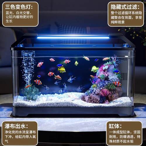 鱼缸小型客厅2026新款背滤缸All桌面家用生态造景带灯金鱼缸