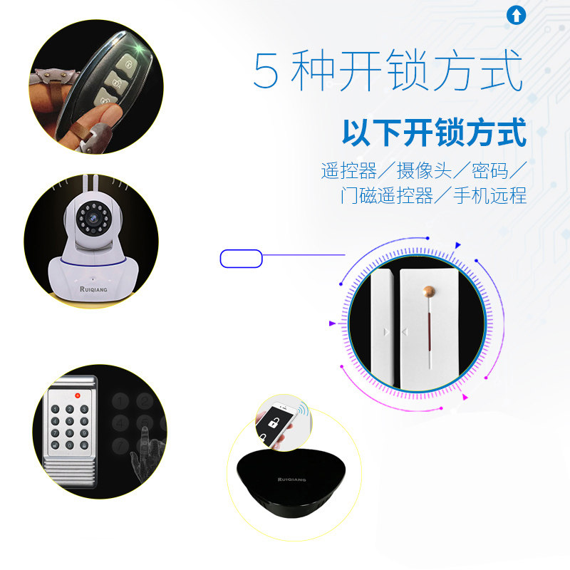 睿强RQ859隐形电子锁 大门自动隐藏式门锁 无线遥控智能防盗锁 电