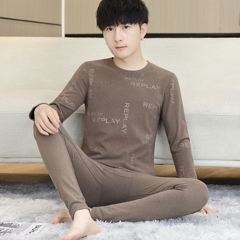 青少年秋衣秋裤男套装德绒发热睡衣一套初中学生2024新款保暖内衣