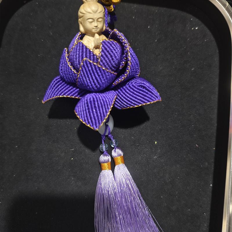 汉承酱 中国结汽车挂饰,莲花座佛车内饰品