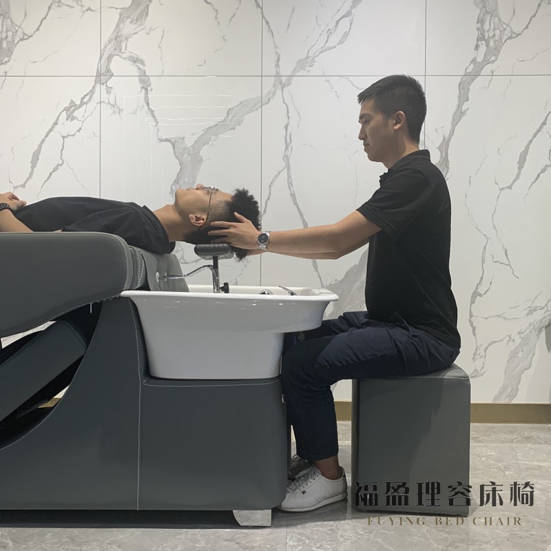 美发店洗头床理发店专用美发半躺冲水床复古潮店发廊洗发床连体床